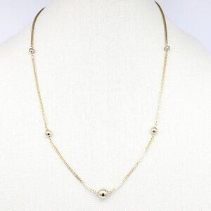 Vintage Avon 25" Ball Bead Station Necklace Gold Tone Rectangular Links Timeless